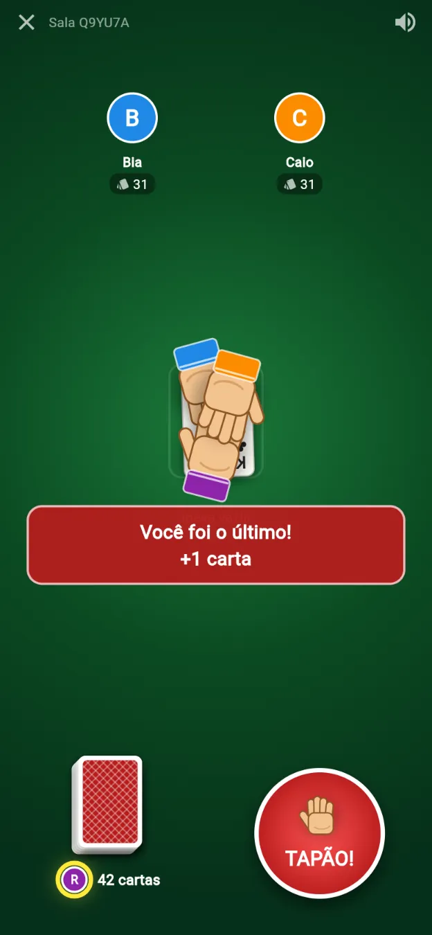 Aviso de quem foi o último a bater e levou as cartas